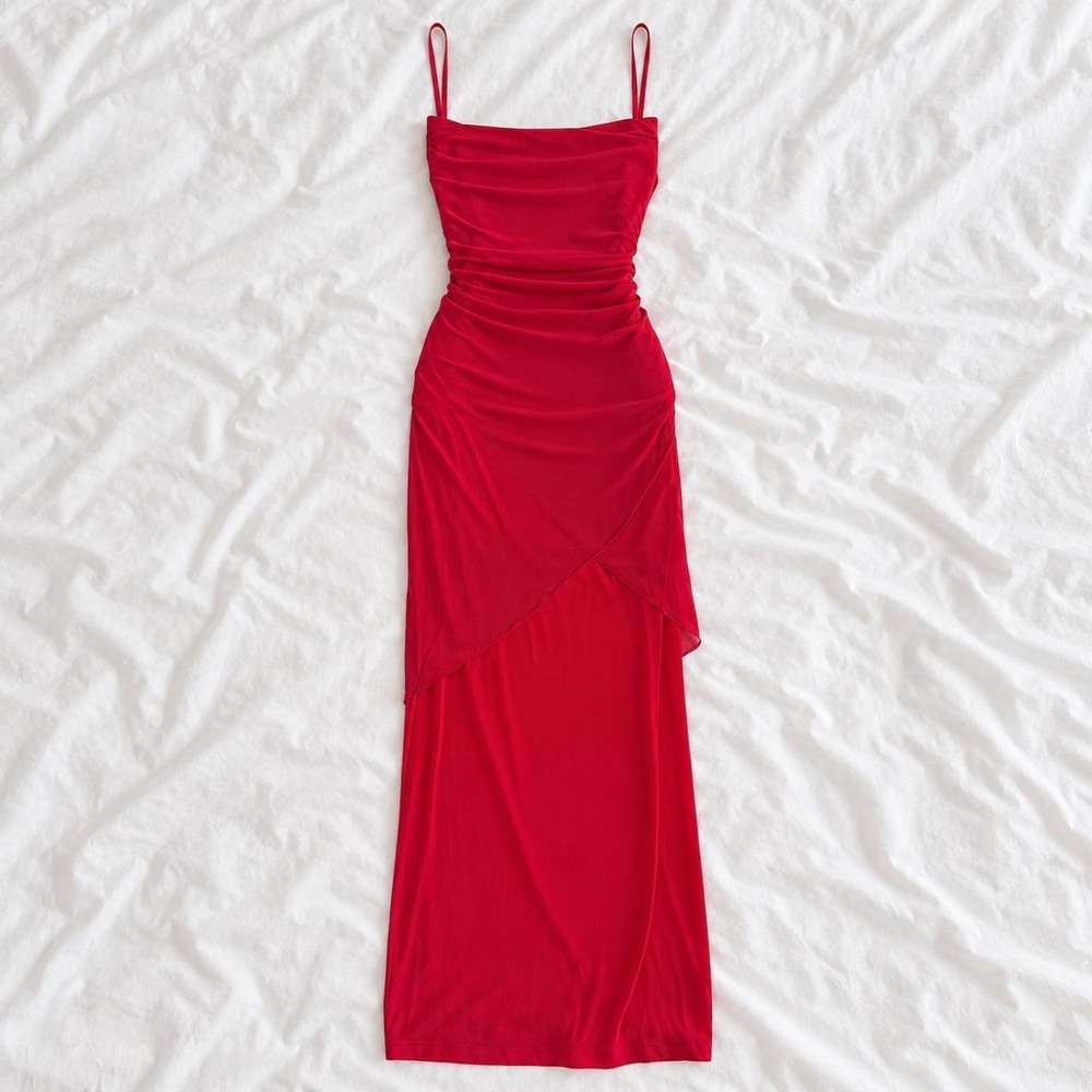 y2k misope large red maxi dress